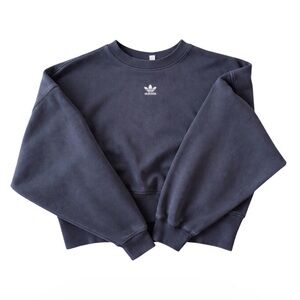 Adidas Originals Women’s Cropped Crewneck Sweatshirt XS Washed Black Logo